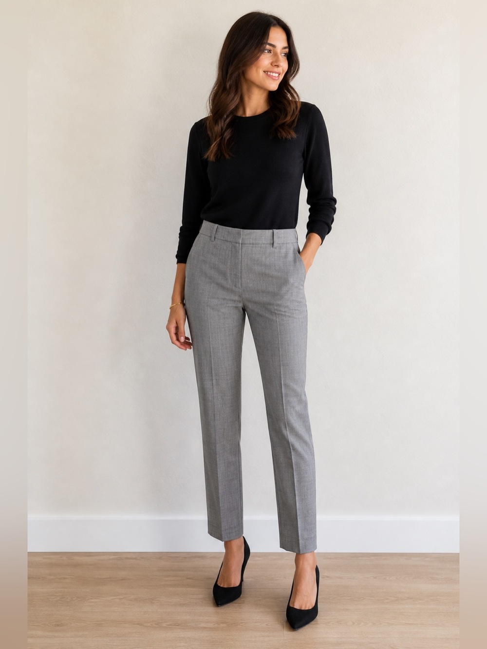 Theory Slim Straight Dress Trousers in Grey
